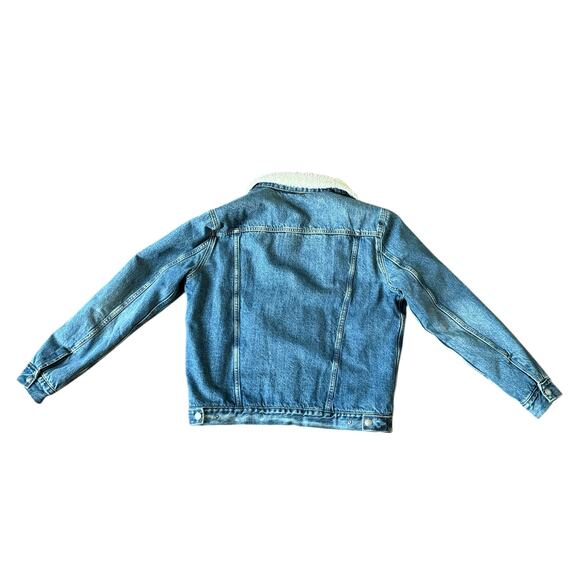 Gap Men's Sherpa Lined Medium Blue Denim Jean Trucker Jacket - Size Medium - Picture 6 of 9